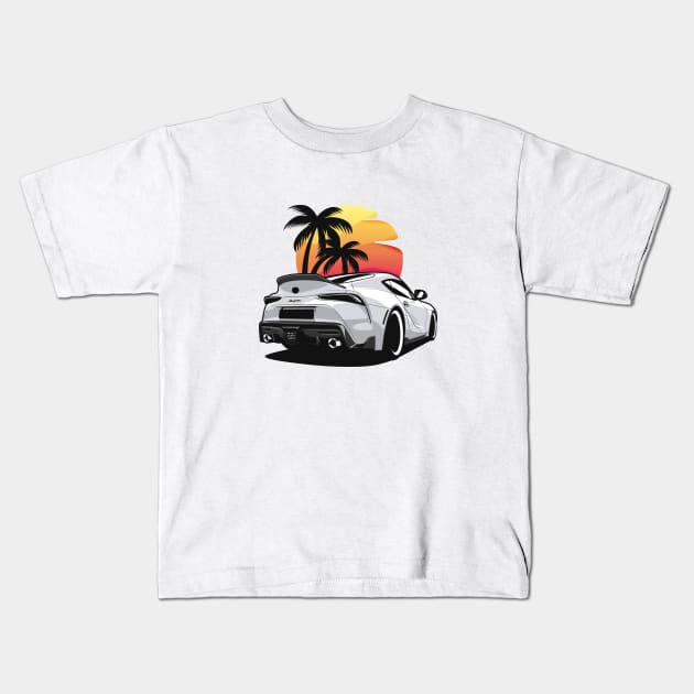 White Supra MK5 New JDM Kids T-Shirt by KaroCars